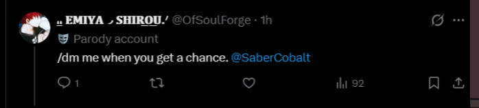 SaberCobalt's tweet photo. (Update: He rebranded to @/ofSoulForge) https://t.co/DFblpFOGZV