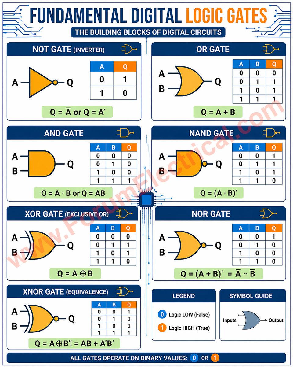 Rabert_infohe's tweet photo. Digital Logic Gates https://t.co/kVUAz0CPjO

Complete Guide to AND, OR, NOT, NAND, NOR, XOR &amp; XNOR Gates
#electrician #electronics #electronicsengineering #electronicsindustry #logicgates #binarynumbers #LogicGate 
https://t.co/kVUAz0CPjO https://t.co/iOPfV28tdJ