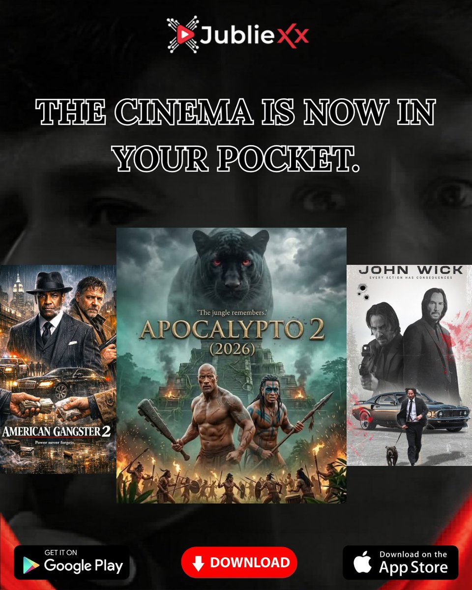 Jubliexxott's tweet image. 🎬 Cinema is now in your pocket!
Watch blockbuster movies anytime with JublieXx 📱🔥
Download now &amp;amp; start streaming!

#JublieXx #OTT #Movies #Streaming #WatchNow