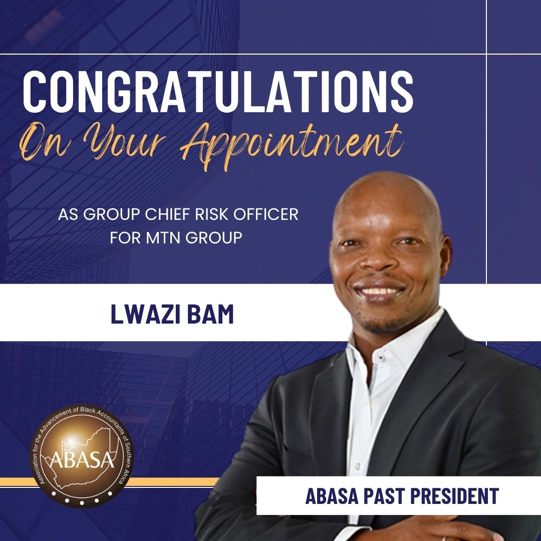 ABASA_National's tweet image. ABASA congratulates our Past President, Lwazi Bam, on his appointment as Group Chief Risk Officer of MTN Group effective 1 June 2026.

Wishing you every success in this new chapter. #ABASA #Leadership #Excellence