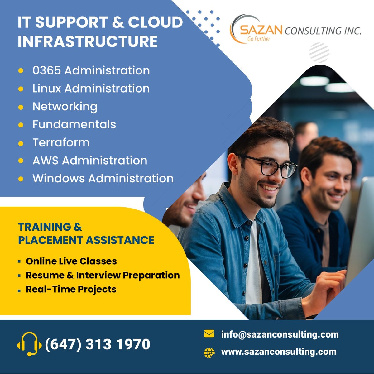 Sazanconsultin's tweet image. Our hands-on training in IT Support &amp;amp; Cloud Administration gives you the real-world experience needed to succeed in today’s competitive job market. Call 6473131970
Email info@sazanconsulting.com
Visit lnkd.in/gtQGvmmq
#SysAdmin #ITSupport #CloudAdministration #ITCareer