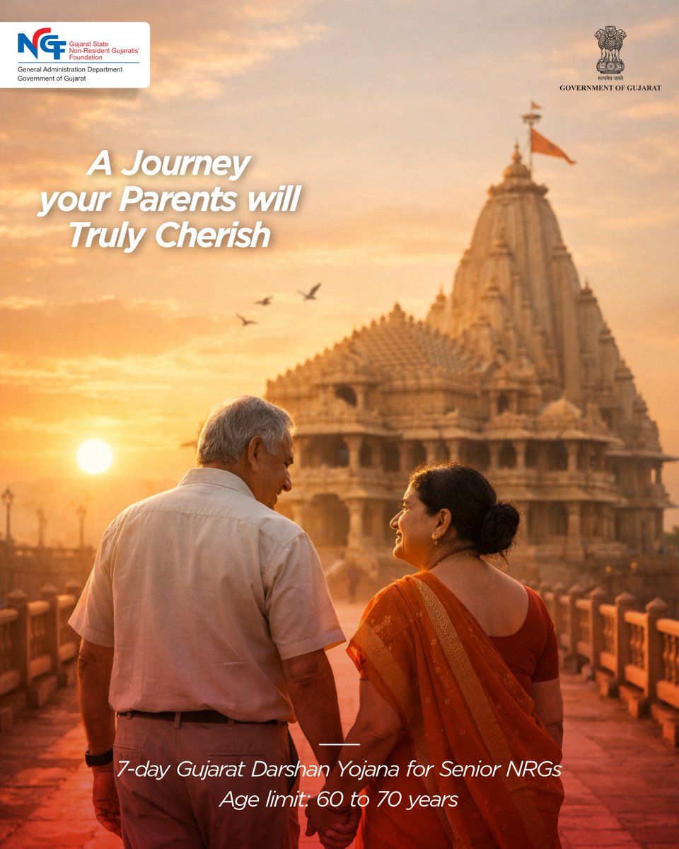 Give your parents a journey filled with comfort, culture and connection. The Gujarat Darshan Yojana is designed to help senior NRGs rediscover the places and traditions close to their heart.

#NRGF #GujaratDarshanYojana #NRG #SeniorTravel