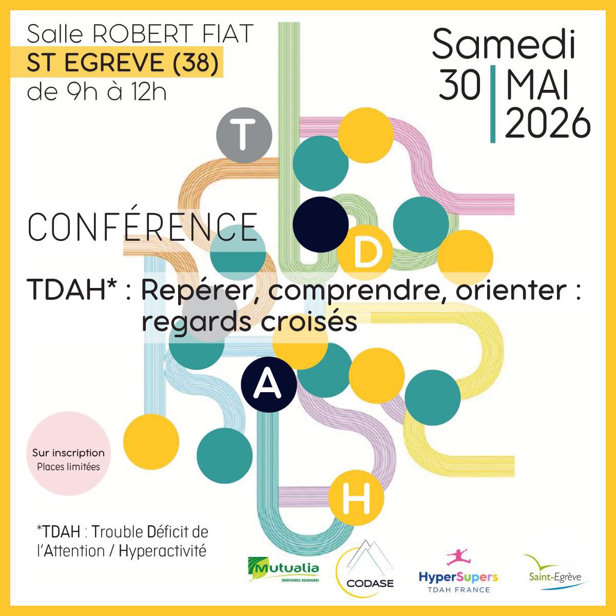 TDAHyperSupers's tweet photo. Conférence : « #TDAH : Repérer, Comprendre, Orienter : Regards croisés »
📅 30 mai de 9h à 12h St-Egrève (dept38)
📍Un événement proposé par HyperSupers TDAH France et le CODASE, en partenariat avec la Mairie de Saint-Egrève et Mutualia.
🔖 Inscription👇
https://t.co/K0lEL9HUJK https://t.co/mXkZlGYqpf