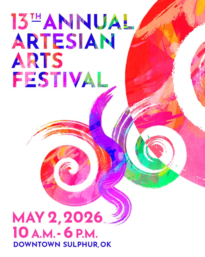 ChickasawNation's tweet photo. The countdown is on!
Join us Saturday, May 2, at the Artesian Plaza in Sulphur, Oklahoma, from 10 a.m. to 6 p.m. for fun, food, music and First American art by more than 100 artists.
Learn more by visiting https://t.co/pSgaLvZOfx.
#AAF | #ARTESIANFEST https://t.co/KU2bJZexV3