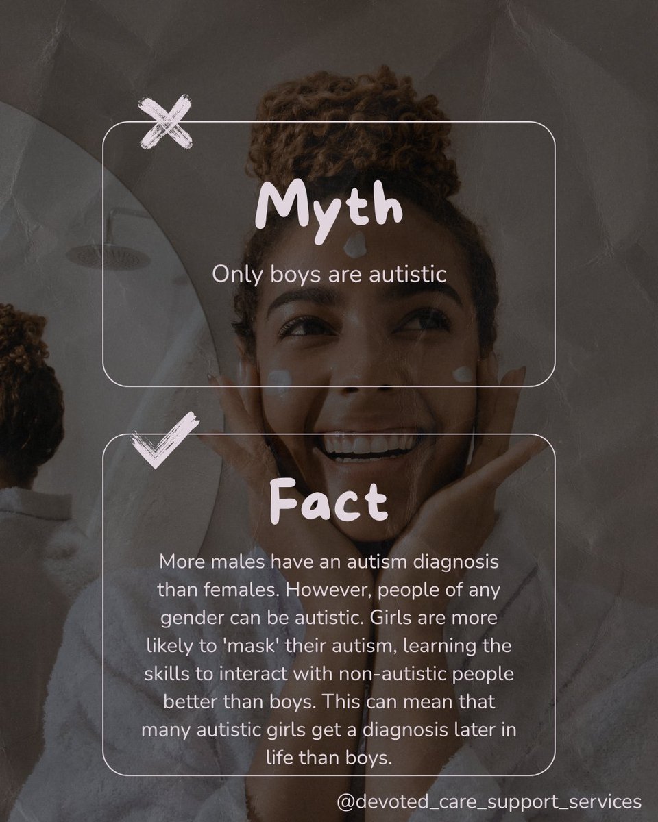 devotedcaresupp's tweet image. Autism isn’t just a “boys’ diagnosis.” Girls and women are often overlooked, misdiagnosed, or told to “mask” their differences, meaning many go unseen and unsupported for years.

It’s time to break the myth and recognize autism in everyone.

#AutismAwareness #BreakTheBias