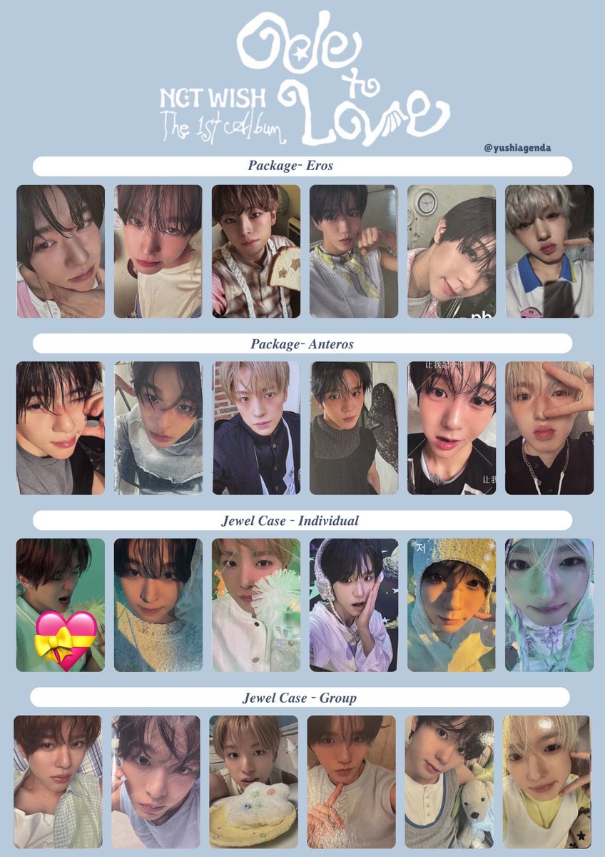 k___yoO228's tweet photo. NCT WISH Ode to Love
ウィシ トレカ 交換　タワレコ特典

【譲】　画像💝シオン リク ジェヒ

【求】　サクヤ

同種異種問いません。
郵送にて交換希望です。
お気軽にお声掛けください🌟 https://t.co/X9IPBuaw8h