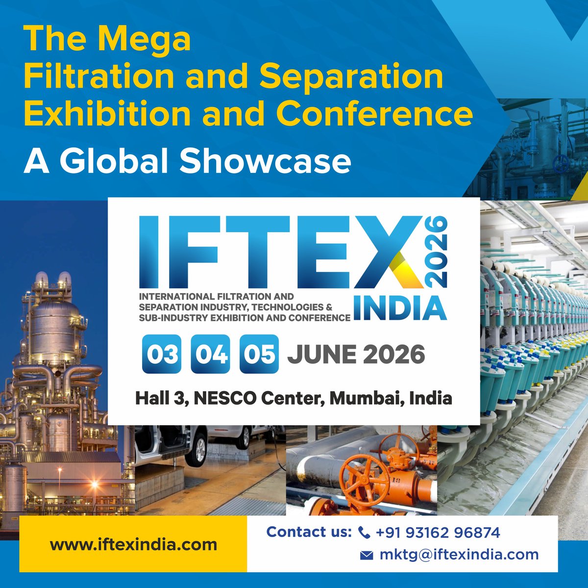 techtextoday's tweet photo. Discover the future of filtration and separation at IFTEX India 2026.
A global platform bringing together industry, technology, and innovation under one roof in Mumbai.
๐
03โ05 June 2026
๐ Hall 3, NESCO Center, Mumbai
#IFTEXIndia #Filtration #SeparationTechnology https://t.co/2IvDG2pqa5