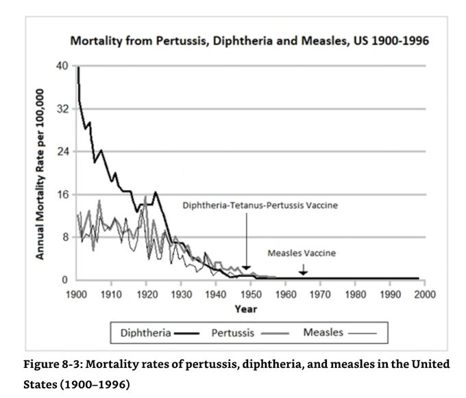 The keys to public/private health and better lives are clean water, sanitation, fresh food, and good hygiene. Vaccines have historically played a minor role at best. The reason talking about them constantly pertains entirely to industrial interests.
Measles, diphtheria, pertussis