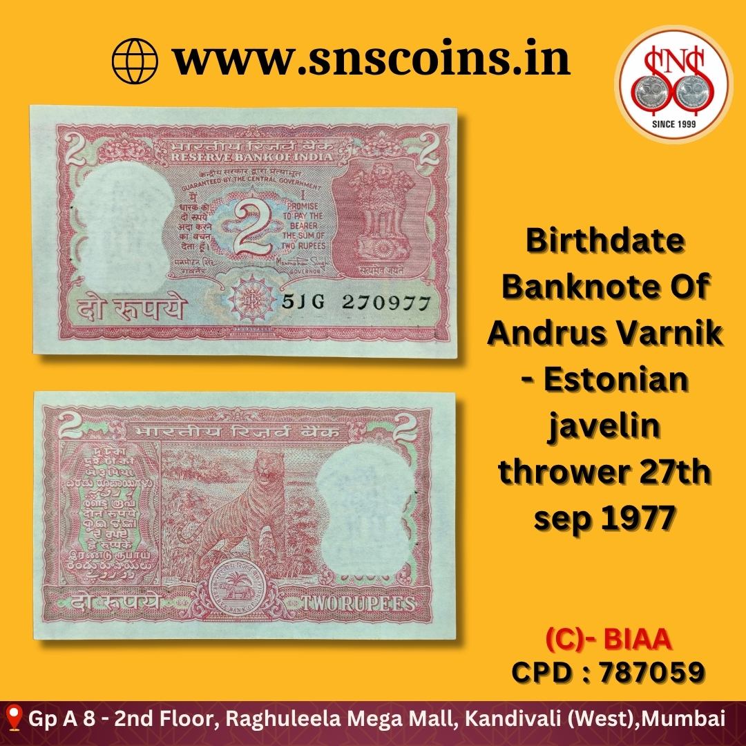 sns_coins6055's tweet image. Birthdate Banknote Of Andrus Varnik - Estonian javelin thrower 27th sep 1977
For online purchase visit
👇
snscoins.in / snscoins.online
#numismatist #coincollecting #collection #SNSCoins #Numismatics IndianCoins coin snscoins