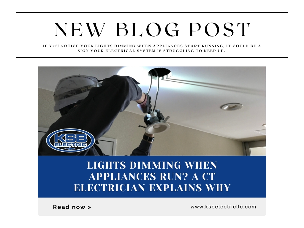 KSBElectric's tweet image. ⚡ Do your lights dim when appliances turn on? It could signal your electrical system is struggling. Learn why it happens, when it's normal, and when it's a concern in our blog: 

👉 ksbelectricllc.com/lights-dimming…

 #KSBElectric #ElectricalSafety #HomeElectrical #CTElectrician