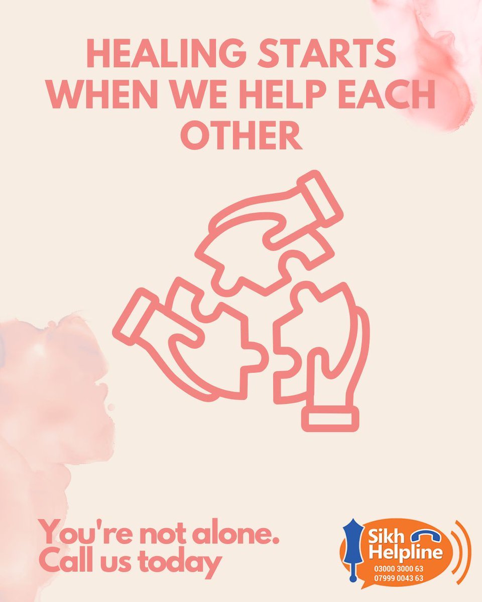 SikhHelpLine's tweet image. Healing starts with reaching out 💛
You’re not alone.

📞 Sikh Helpline – here to listen.
03000 3000 63
07999 0043 63 

#YouAreNotAlone #HealingTogether #Support #SikhHelpline