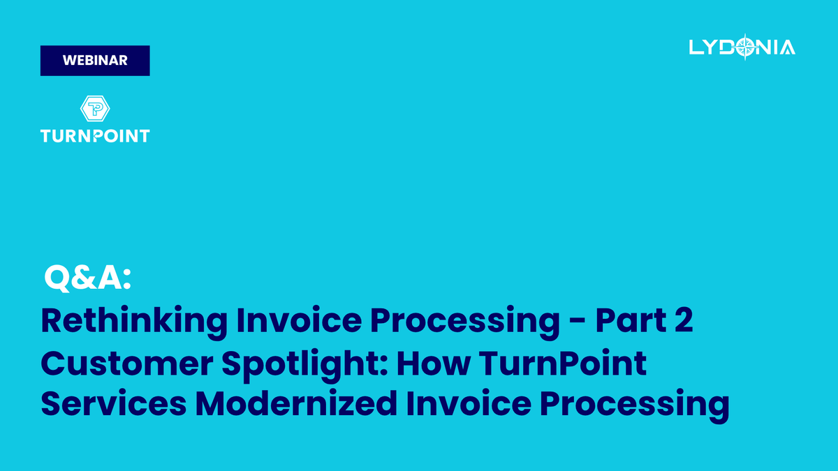 During the Q&amp;A of Part 2 of our "Rethinking Invoice Processing" webinar featuring TurnPoint Services, the team shared what it takes to scale #automation beyond implementation.

🎥Watch the on-demand Q&amp;A recording here: hubs.ly/Q04cNb0T0

#AgenticAI #GoLydo #BringingAIToLife