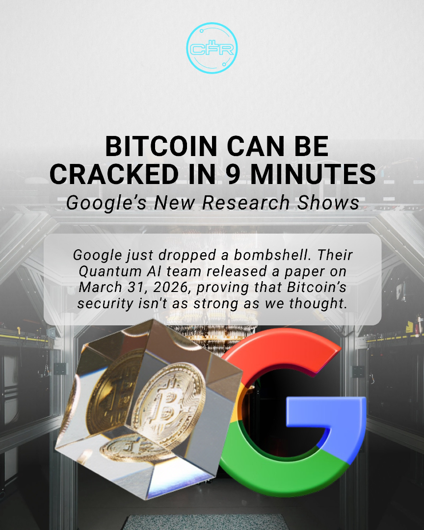 CryptoFaxReport's tweet photo. Google just moved the "Q-Day" clock forward. On March 31, 2026, their Quantum AI team
proved that Bitcoin’s encryption can be broken 20 times faster than we previously thought.

The biggest risk? The 9-Minute Attack. Since Bitcoin takes 10 minutes to confirm a block, a
quantum computer could theoretically steal your funds while they are still sitting in the
"mempool" waiting to be sent.

Is the 2029 deadline for a network upgrade fast enough?