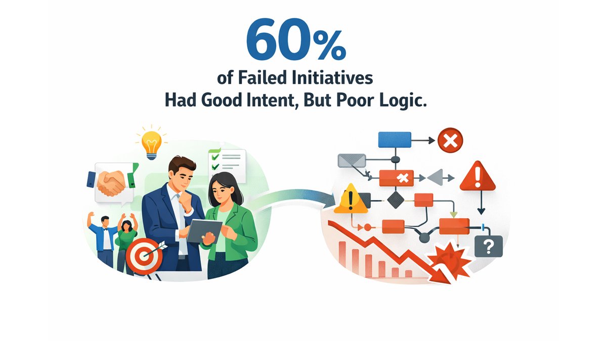 donzainess's tweet image. 60% of failed initiatives had good intent but poor decision logic. Intent sets direction, but logic drives results. Without structured thinking, even the right goals fail. Strong decisions turn ideas into outcomes. #DecisionMaking #Leadership #BusinessGrowth