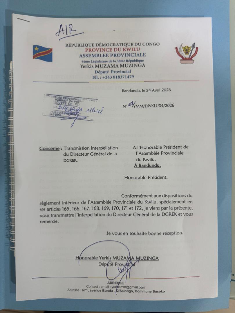 CongoImpac76835's tweet photo. #RDC | #Kwilu
L’honorable Yerkis Muzama Muzinga frappe fort !
Son interpellation de la DGREK relance le débat sur la transparence et la redevabilité en RDC.
@TopCongo @fatshi13 @Presidence_RDC
@LikundeR @alpha_manager
#MasiManimba #Gouvernance #Transparence https://t.co/V7JJCidiDn