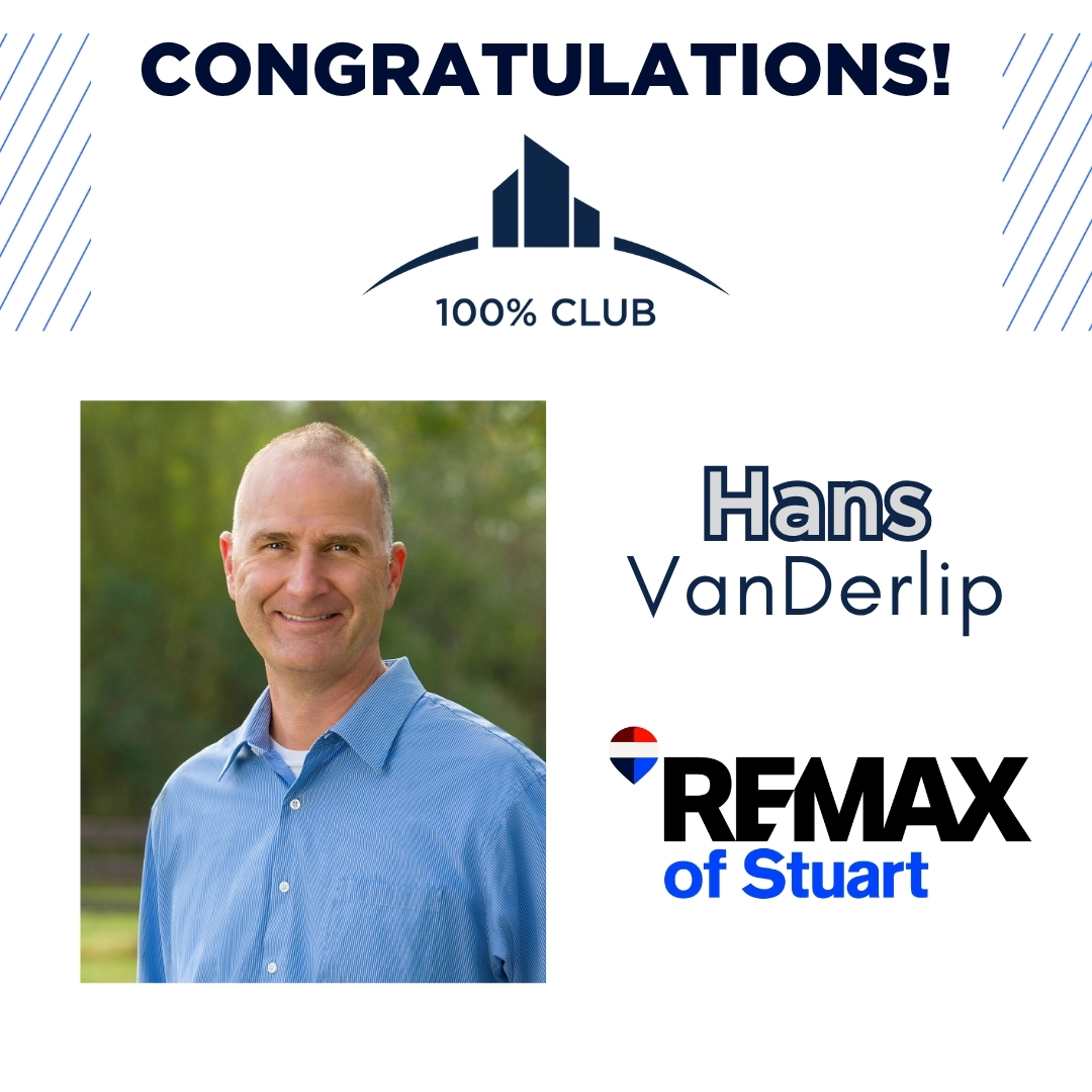 Congratulations to Hans VanDerlip for making it into the prestigious REMAX 100% Club! You continue to outdo yourself!! ✨🤩👍🏽 Keep making #REMAXofStuart proud. #LegacyofSuccess