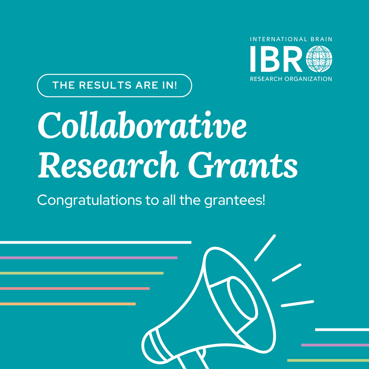 IBROorg's tweet photo. 🎉 The results are in!
Congratulations to the 21 awardees of an IBRO Collaborative Research #Grant, who were selected to receive support for their collaboration with other research groups.

🔗 Discover who they are: https://t.co/v0ny4EXnNC https://t.co/TGChfff3UM