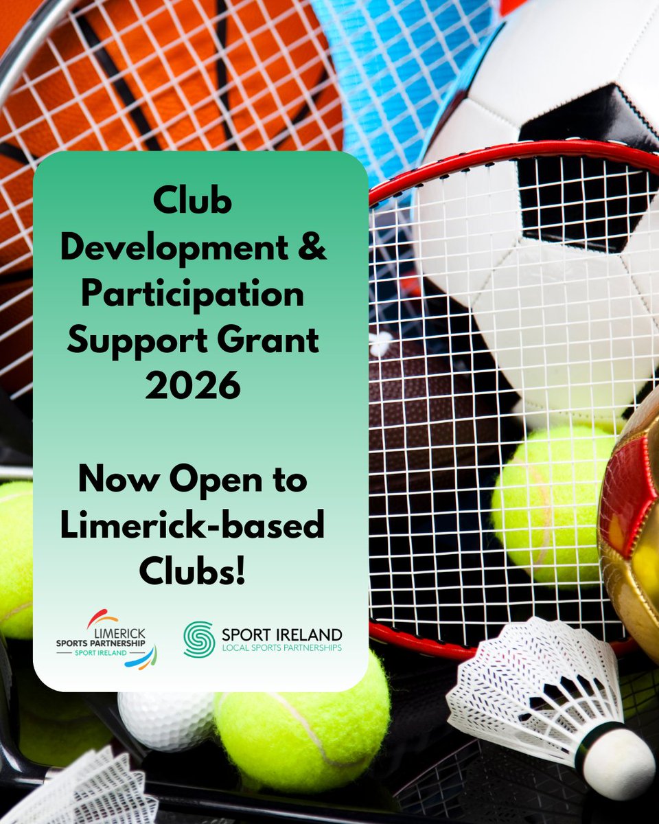Limericksports's tweet image. Applications are closing soon for our Sports Club Development &amp;amp; Participation Support Grant.

Supporting Limerick-based sports clubs to increase participation within their communities.

🗓 Deadline: April 27 2026

👉 limericksports.ie/sports-club-de…

@Limerick_ie @sportireland
 #Funding