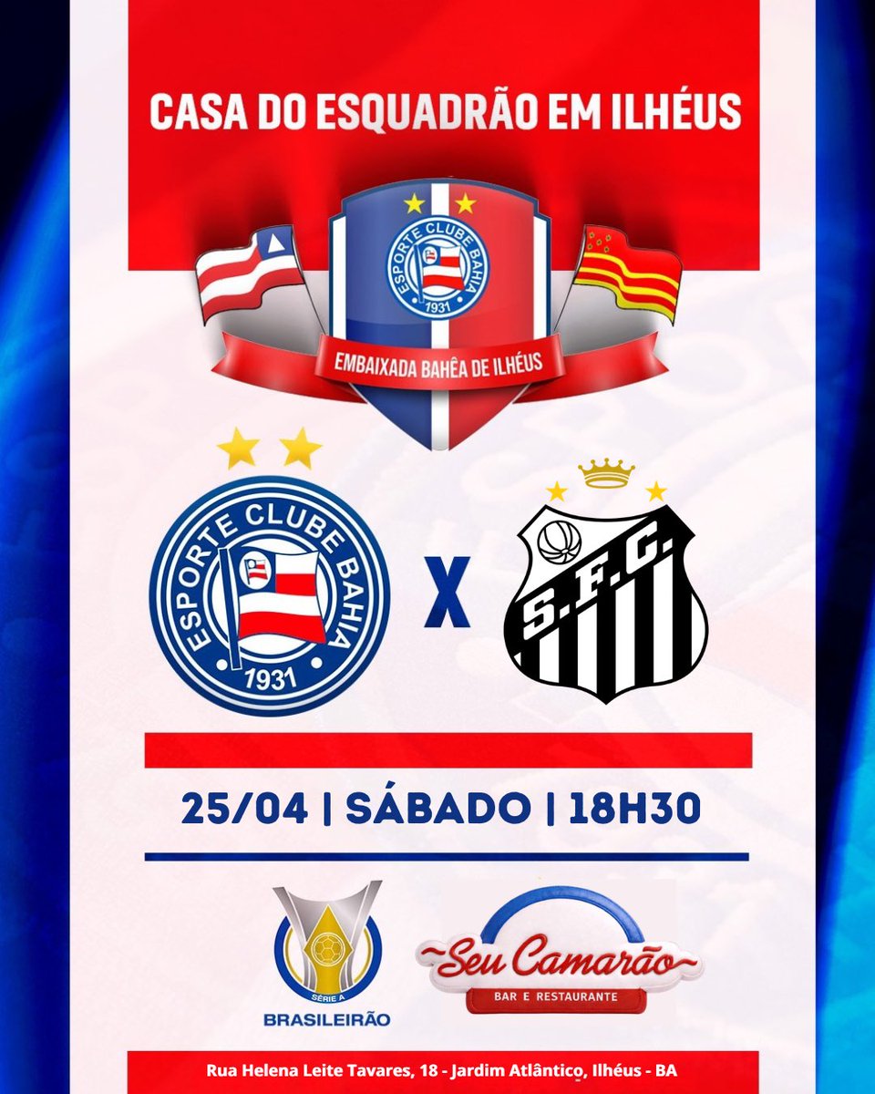 Sempre com o Bahia!!! 

Esperamos vocês na EBI para torcermos juntos pelo retorno dos triunfos do Bahia!!!

#EmbaixadaBahêaDeIlhéus