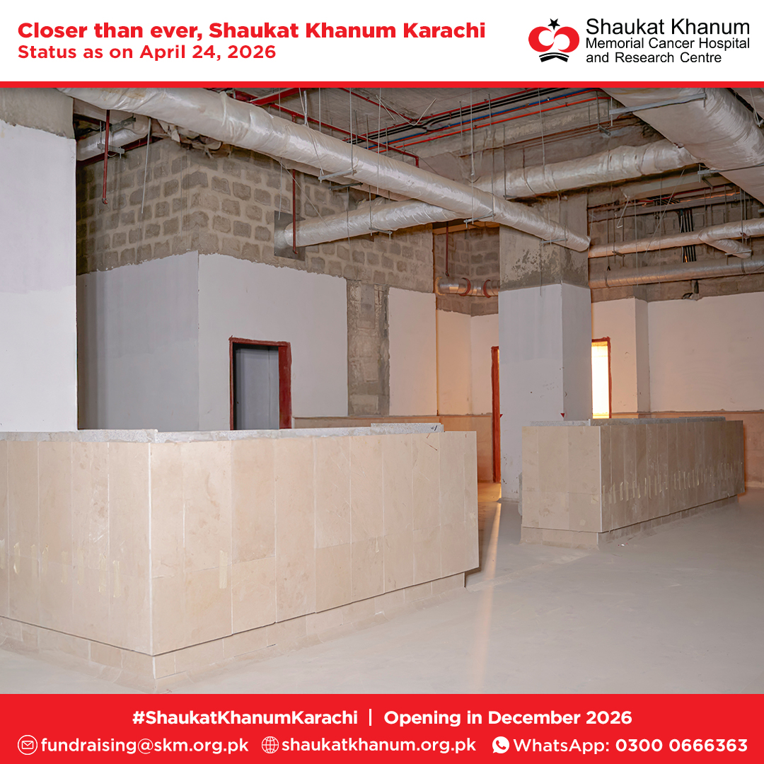 SKMCH's tweet photo. Closer than ever, #ShaukatKhanumKarachi
Status as on April 24, 2026

Approximately 55% of the Endoscopy Unit has been completed, with the remaining activities progressing on schedule.

Donate online from anywhere in the world: https://t.co/CXwxpzYdqI

#SKMCH #SKMCHKarachi https://t.co/7IwmJKdPSI