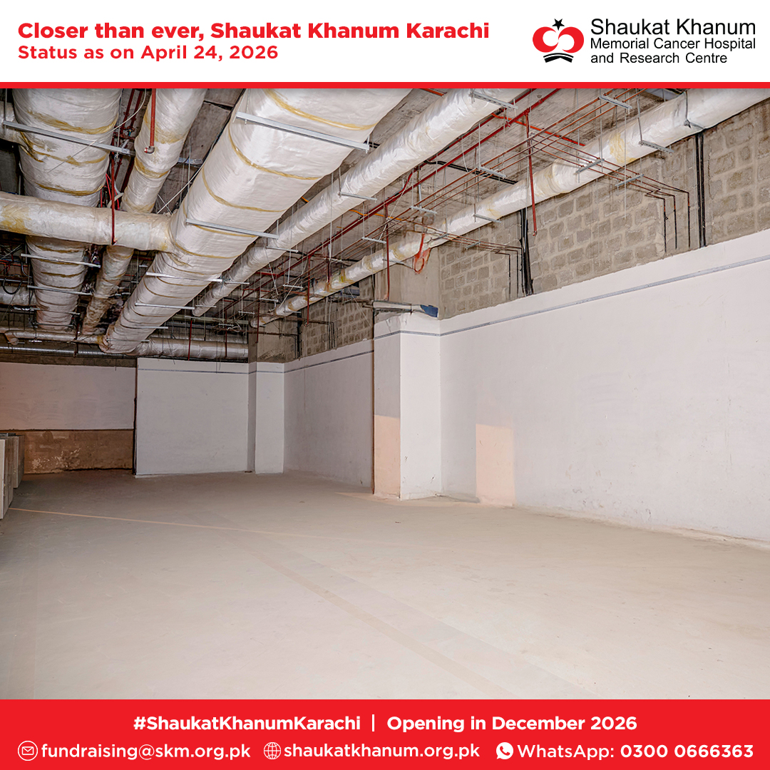 SKMCH's tweet photo. Closer than ever, #ShaukatKhanumKarachi
Status as on April 24, 2026

Approximately 55% of the Endoscopy Unit has been completed, with the remaining activities progressing on schedule.

Donate online from anywhere in the world: https://t.co/CXwxpzYdqI

#SKMCH #SKMCHKarachi https://t.co/7IwmJKdPSI