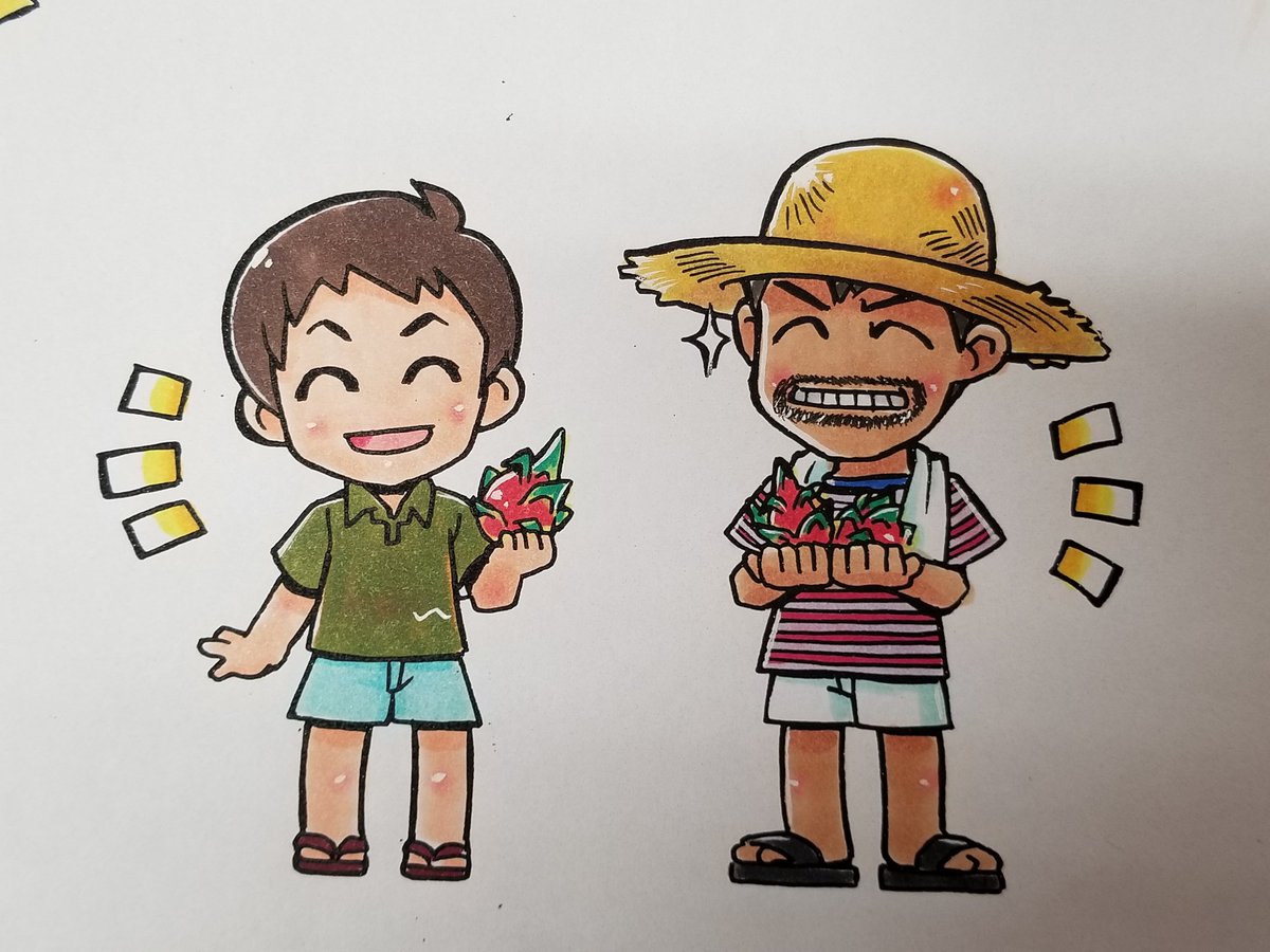「#ドラゴンの日 以前、親戚の農場の広報用に描いた ドラゴンフルーツくん」|ここまひ（赤い靴CLUB)のイラスト