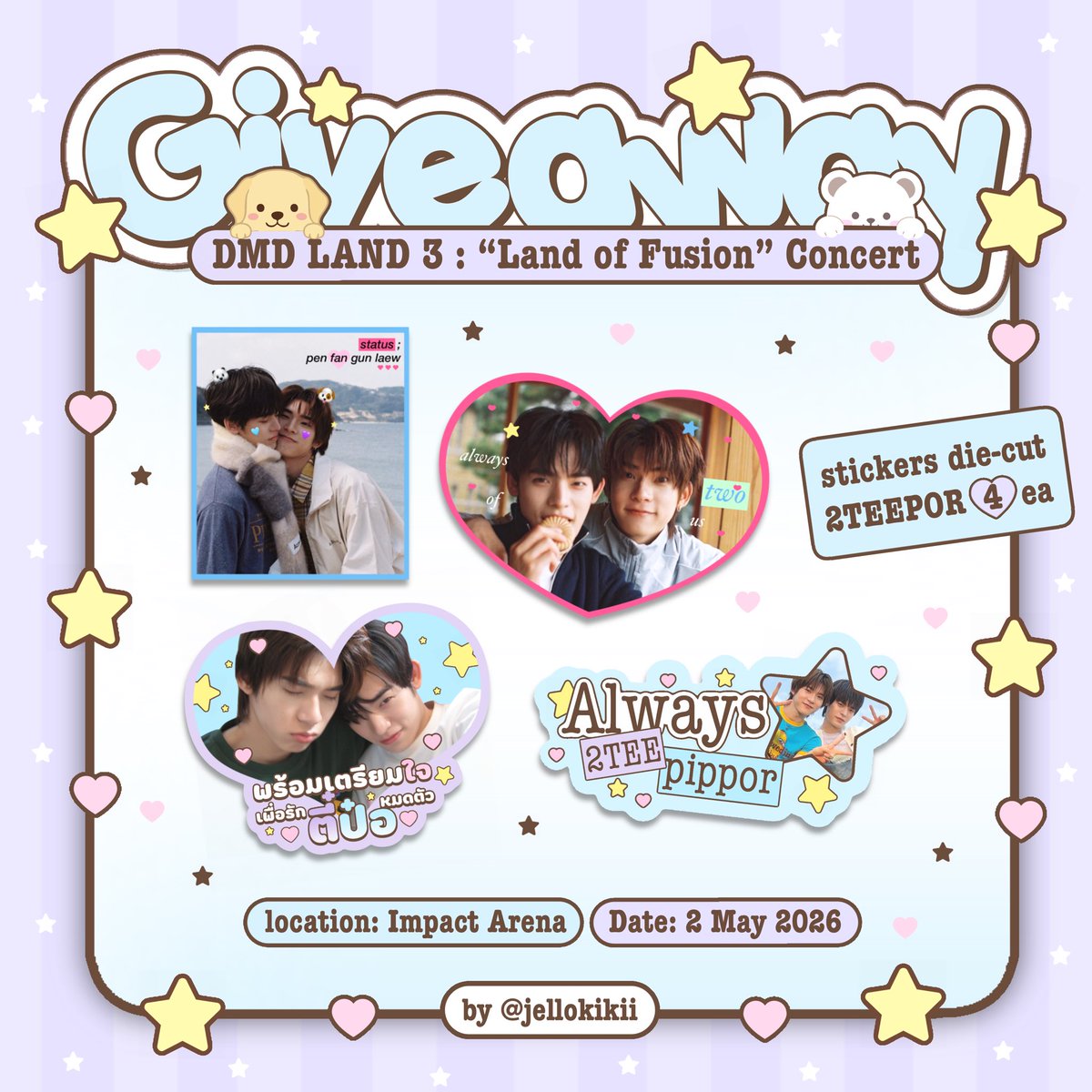 𝙶𝚒𝚟𝚎𝙰𝚠𝚊𝚢 ; #DMDLAND3 𝚏𝚘𝚛 𝟸𝚃𝙴𝙴𝙿𝙾𝚁'𝚜 𝚜𝚑𝚒𝚙𝚙𝚎𝚛 🐶🐻‍❄️

꒰ 𝚘𝚗𝚕𝚢 𝟸𝟶 𝚜𝚎𝚝𝚜! ꒱ 🧸⭐️

↺ 𝚍𝚊𝚝𝚎/𝚝𝚒𝚖𝚎: 𝟸 𝙼𝚊𝚢 𝟸𝟶𝟸𝟼, 𝚝𝚋𝚊💜🩵

𝚑𝚘𝚙𝚎 𝚞 𝚕𝚒𝚔𝚎 𝚒𝚝 &amp; 𝚜𝚎𝚎 𝚞 𝚝𝚑𝚎𝚛𝚎 𝚔𝚊 ˃ᴗ˂ ♡

{ ⊹˚ #teeteepor #twnpich #PorSuppakarn ꔚ }