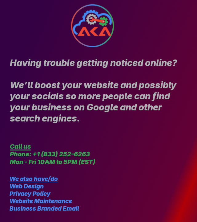 services692578's tweet image. Having trouble getting noticed online?    

Let us help you.    

👉Visit nameaka.com/contact-us/ to get in touch with us    

#website #web #seo #online #webseo #websiteseo #searchengine #searchengineoptimization #business