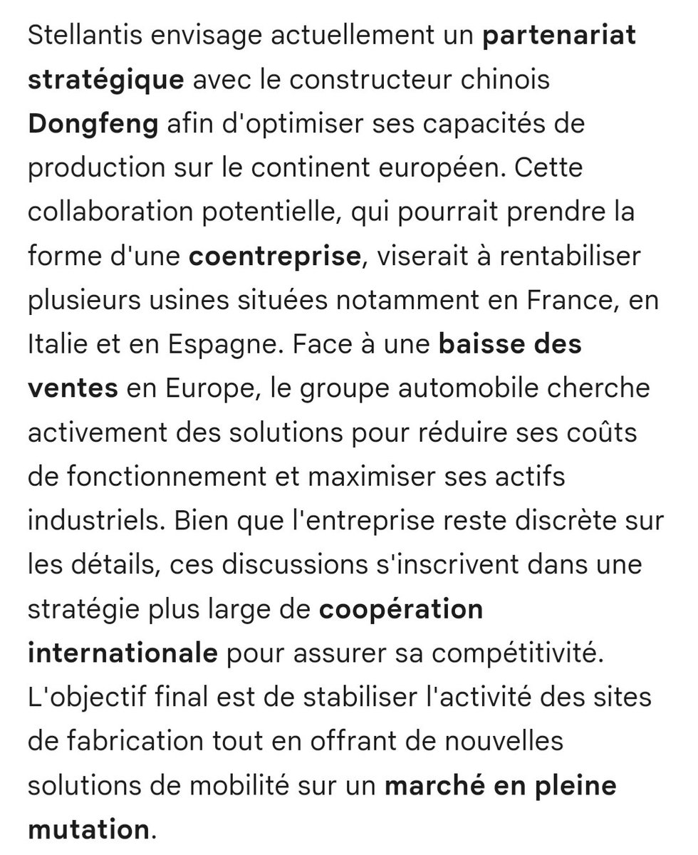 BeachleL's tweet photo. @CFECGC Métallurgie veille et vous informe !
#automotive
#cfecgc

Le Figaro, 
vendredi 24 avril 2026

Stellantis pourrait ouvrir les portes de ses usines au chinois Dongfeng

Collet, Valérie https://t.co/pB5HOP7u24