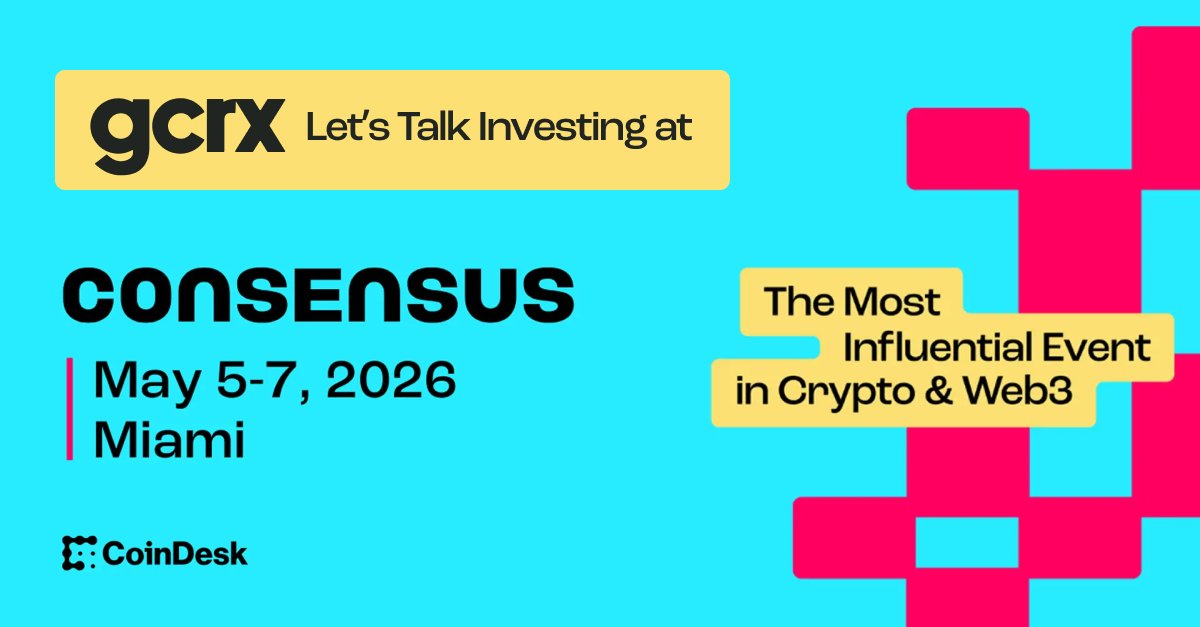 gcrx_io's tweet photo. Bienvenidos a Miami 🌴

#Consensus2026, May 5-7.

Deploying or raising? Come find us. DM for more details. https://t.co/UoW7LgEDYJ
