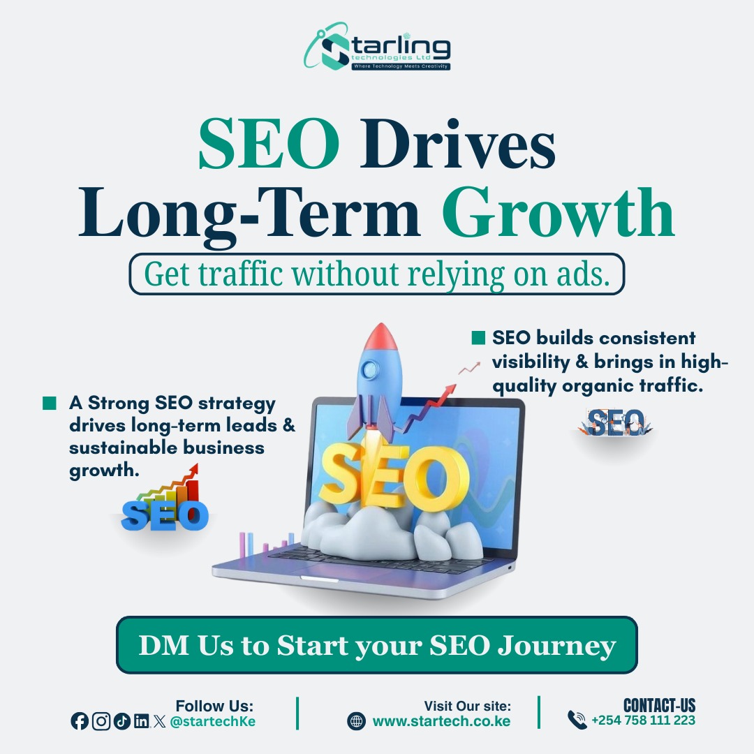 startechKE's tweet image. While paid ads offer a quick boost, SEO builds a foundation for sustainable, long-term growth.

Ready to scale your business the smart way?
📩 DM us to start your SEO journey today! #SEO #DigitalMarketing #OrganicTraffic #BusinessGrowth #StarlingTechnologies