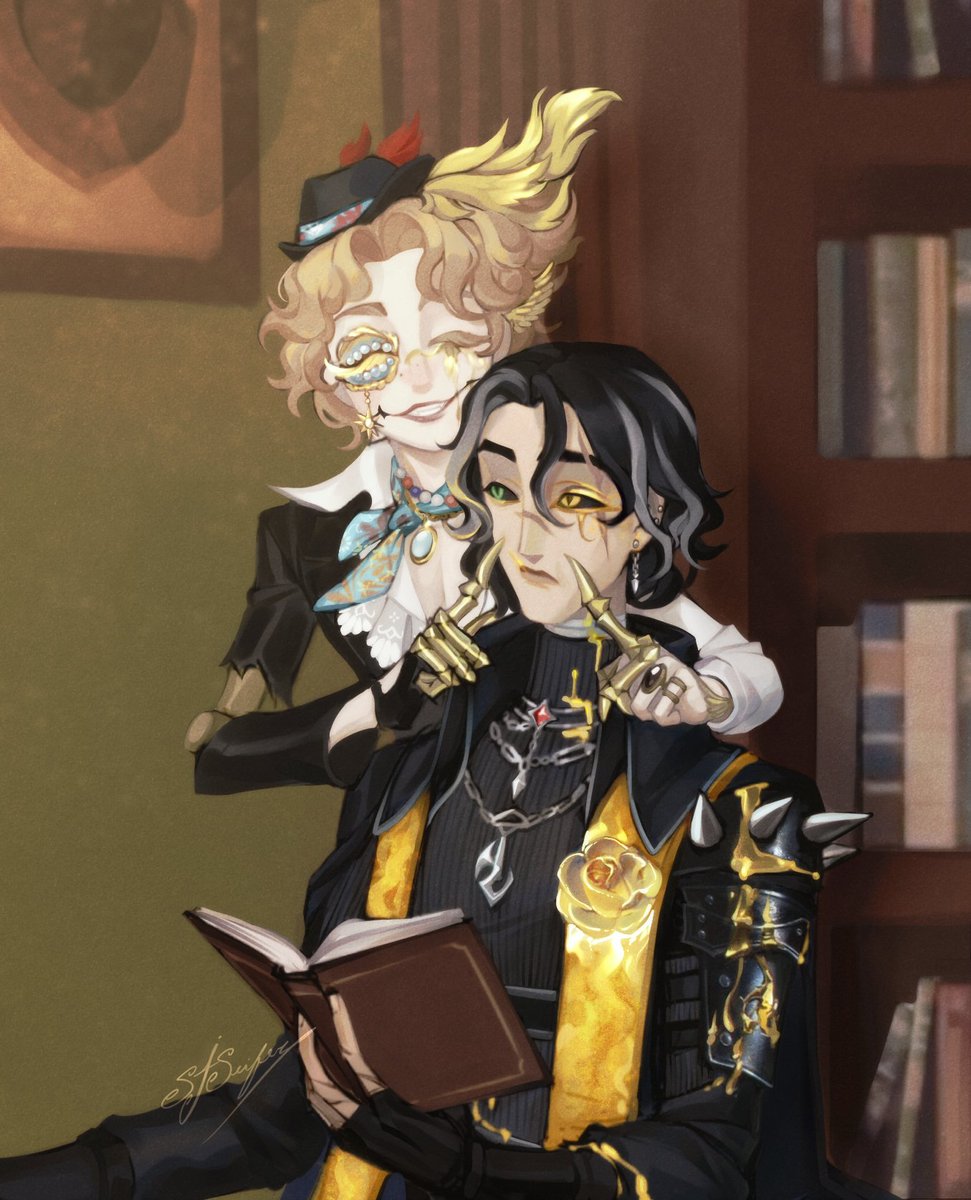 NightmareEating's tweet photo. Another adorable piece by @Renace_Pan of Truth and Inference Hullava! Mike thinks Alva should smile more~ #identityv #idv #mikeva #hullava https://t.co/59h9NSD0zu