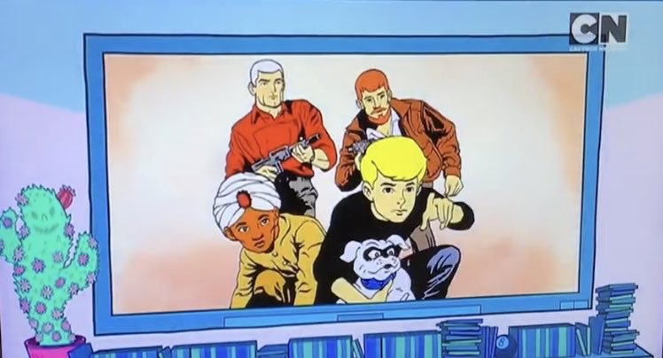 Opinions on this show vary, but among show adaptations of DC Comics, I believe this is the first time Jonny Quest has made a cameo appearance or been directly referenced.

As far as I know, there were two cameo appearances and one mention accompanied by an image.