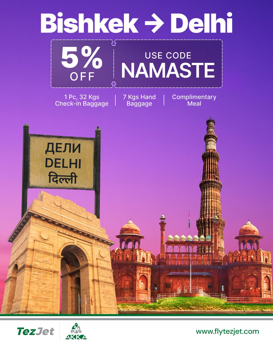 FlyTezJet's tweet image. 🇮🇳 From Bishkek to Delhi, one memorable trip.

flytezjet.com

#TezJet #BishkekToDelhi #FlyTezJet #DelhiTrip
