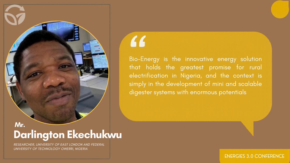 theGreenHQ's tweet image. Mr. Darlington Ekechukwu delivers a compelling insight — bioenergy could unlock rural electrification in Nigeria through simple, scalable solutions with transformative potential.
For more info: greeninstitute.ng/energies2026

#CleanEnergy #Energies3Conference