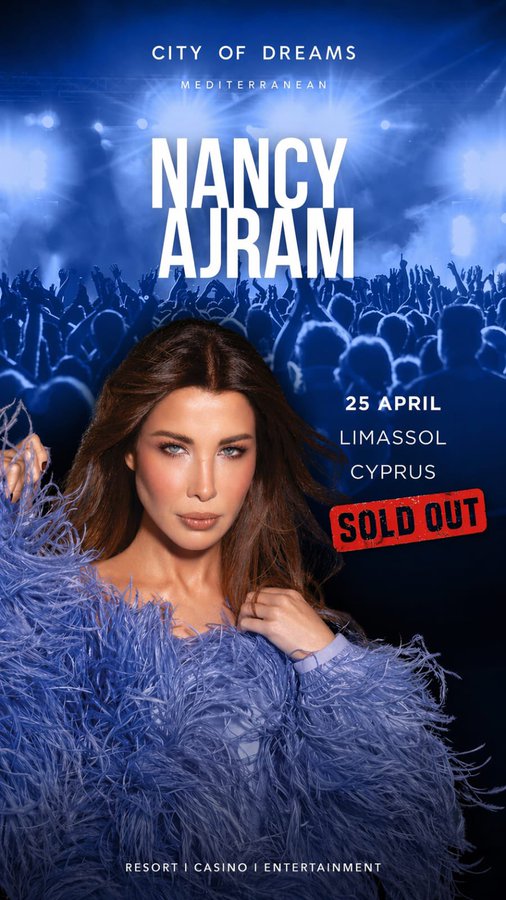 NogaHemdan's tweet image. موعدنا غدا مع حفل ملكة البوب النجمة اللبنانية نانسي عجرم 
#نانسي_فى_قبرص
#SOLDOUT 🔥
@NancyAjram