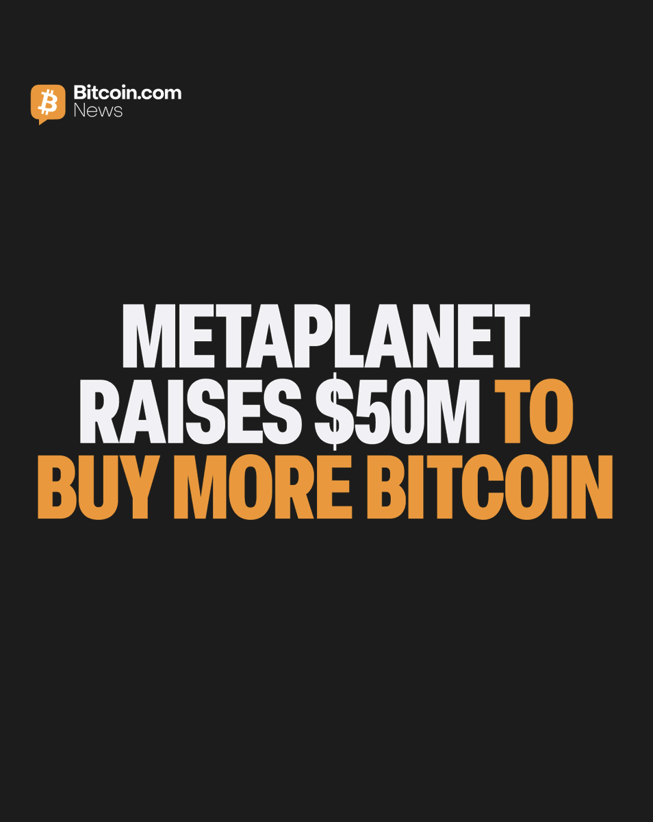 BitcoinNews's tweet image. 🪐 Metaplanet issues ¥8 billion ($50M) in zero-interest bonds to EVO FUND to expand its #Bitcoin treasury.

This follows an aggressive Q1 where Metaplanet added 5,075 $BTC, bringing total holdings to ~40,177 BTC, the third-largest public Bitcoin holder globally. 💰