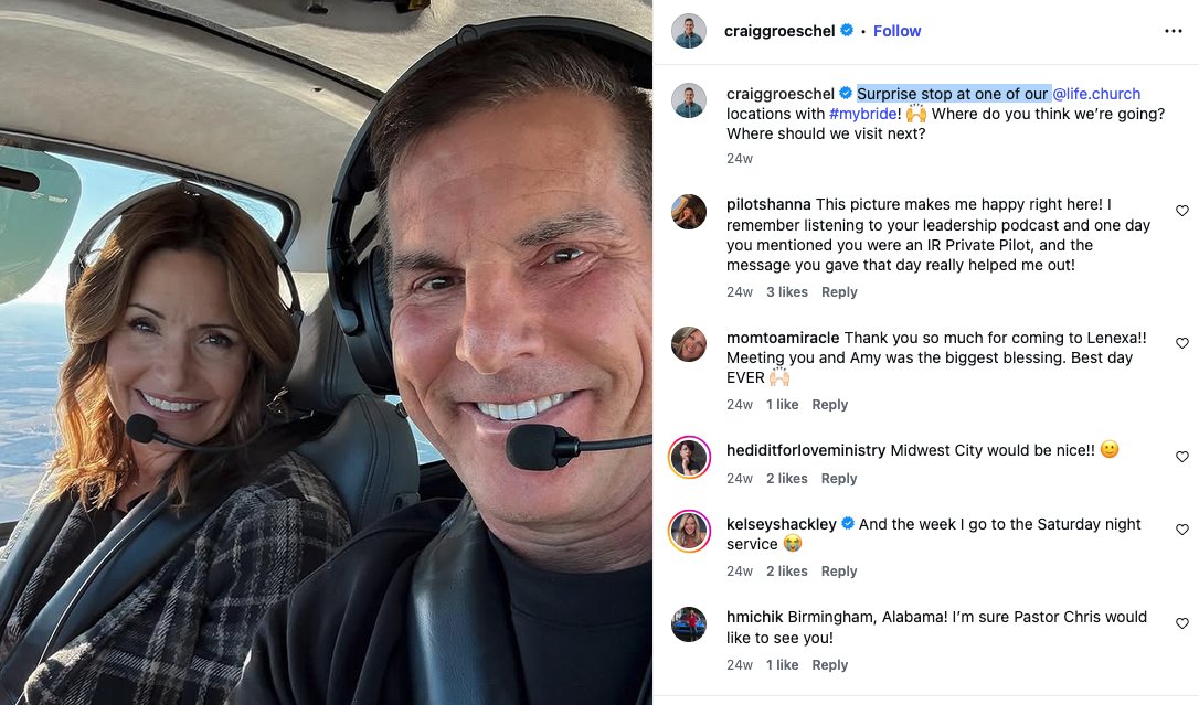 barrybowen's tweet photo. The Roys Report @reachjulieroys reveals that Craig Groeschel has taken up a hobby: "Brazilian jiu-jitsu, a combat martial art." Groeschel has another hobby: flying aircraft. https://t.co/R0fgkrY98i