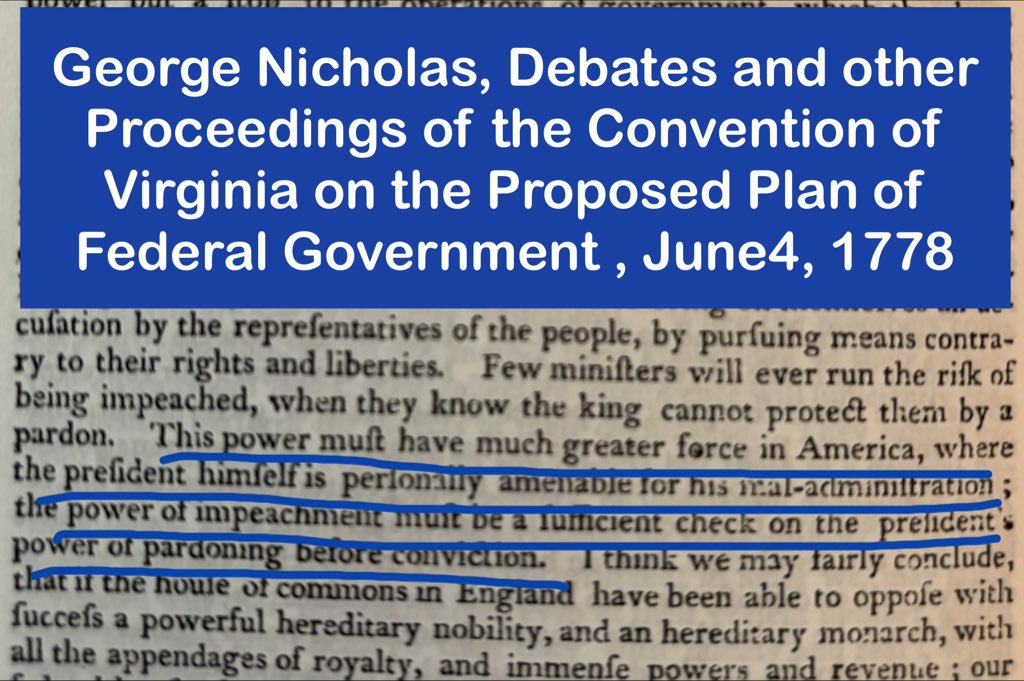 's tweet image. What DID the Founders have to say about the power of PARDONING BEFORE CONVICTION? 
Does history repeat itself? They wrote the playbook for checks and balances, and remedy for such grievances due to unlawful acts against the People of the United States. We are a CONFEDERATION!