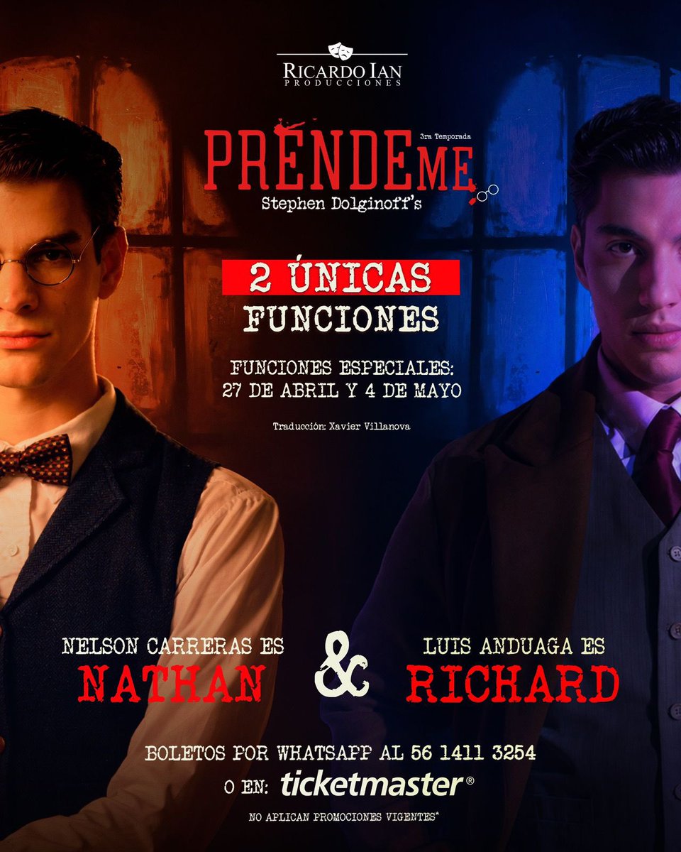RicardoIan9495's tweet photo. El elenco que conquisto Shanghai nuevamente en México con 2 Funciones Especiales 🔥

A petición del público, @luisanduaga_ regresa al escenario junto a  @nelsoncarreras en Préndeme el Musical 🎭

📍 Teatro Milán
🗓️ Lunes | 8:45 pm
📲 Boletos por WhatsApp: 5614113254 y en TM https://t.co/gPVWwezMe6