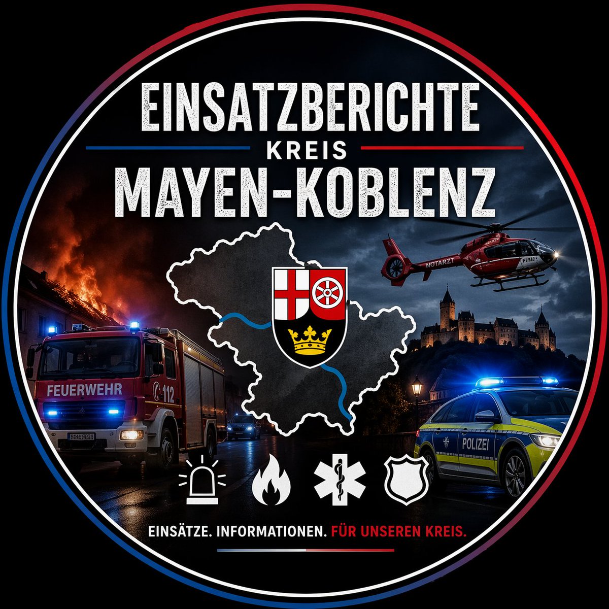 EinsatzeMyk's tweet image. Herzlich Willkommen auf unserem Twitter Kanal.

Immer aktuelle Einsatzberichte aus dem Kreis Mayen-Koblenz. 

Mit 217.228 Einwohnern der bevölkerungsreichste Landkreis in Rheinland-Pfalz.

#Feuerwehr #Rettungsdienst #immerda #mayenkoblenz #landkreismayenkoblenz  #rheinlandpfalz
