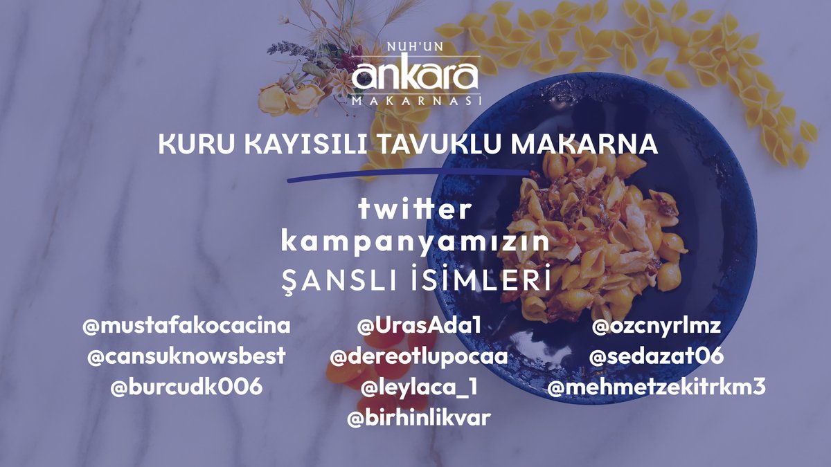 nuhunankara's tweet photo. Şanslı isimleri tebrik ediyor, tüm katılımcılarımıza teşekkür ediyoruz. Şanslı isimlerin iletişim bilgilerini (ad, soyad, telefon, adres) bekliyoruz. https://t.co/21fbGwpBaI