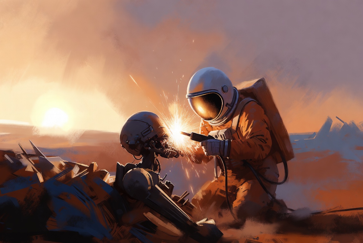 LameNameForAMen's tweet image. We need to fix things 🤖

Around here… on Mars 🚀
#SciFi #AIArt