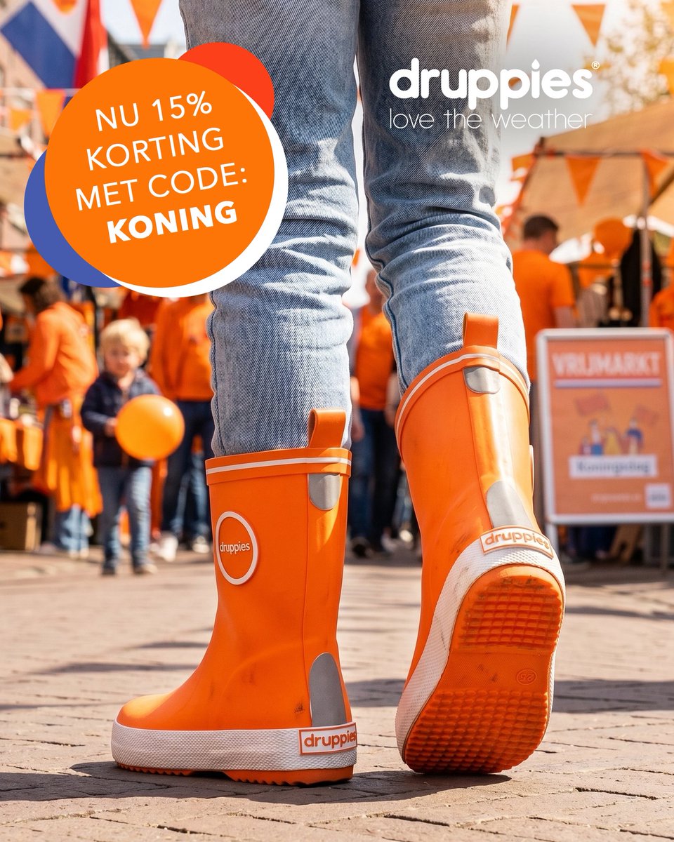 Van vrijmarkt tot festival… met Druppies is het altijd feest 🧡 Gebruik nu de code KONING voor 15% korting 👑

#koningsdag #vrijmarkt #oranje #familytime #outdoorlife
