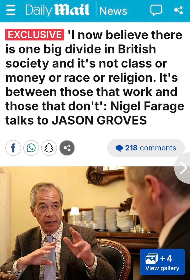 BladeoftheS's tweet image. Nigel Farage was born a multimillionaire.

The ONLY jobs he has ever done after going to one of the most expensive Private Schools in the UK.

Are Stock Trader and Politician.

He has never worked a useful job for anyone but himself in his entire life.
