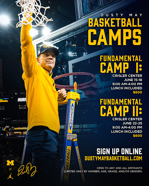 umichbball's tweet image. The future starts now! Sign up for the Dusty May Basketball Camp for skill work, energy, fun, and a chance to learn from some of the best basketball minds. 

Don’t miss your shot -- spots won’t last long!

Sign up now at dustymaybasketball.com

#GoBlue