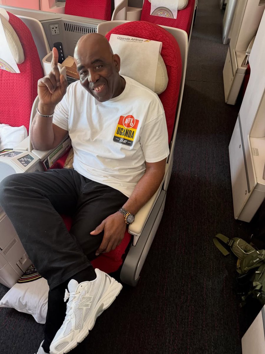 Robbie Lyle of Arsenal Fan TV (AFTV) has boarded Uganda Airlines and is en route to Uganda, accompanied by Cecil Jee Thomas and Lee Judges, with a scheduled visit from April 24-30.

[📸: robbielyleofficial/IG]