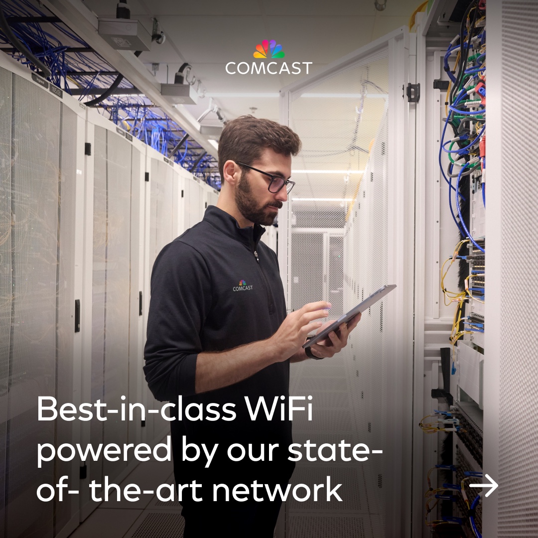 comcast's tweet photo. We’re delivering affordable, reliable, and secure internet with best-in-class WiFi and simple, all-in pricing guaranteed for five years – helping Americans stay connected to what matters most, today and for decades to come.