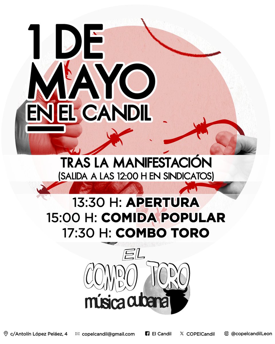 COPElCandil's tweet photo. Tras la manifestación del 1 de Mayo, comida popular y concierto en El Candil. ¡Ven a pasar con nosotros la fiesta de la clase obrera! https://t.co/dtJAzGGYpq