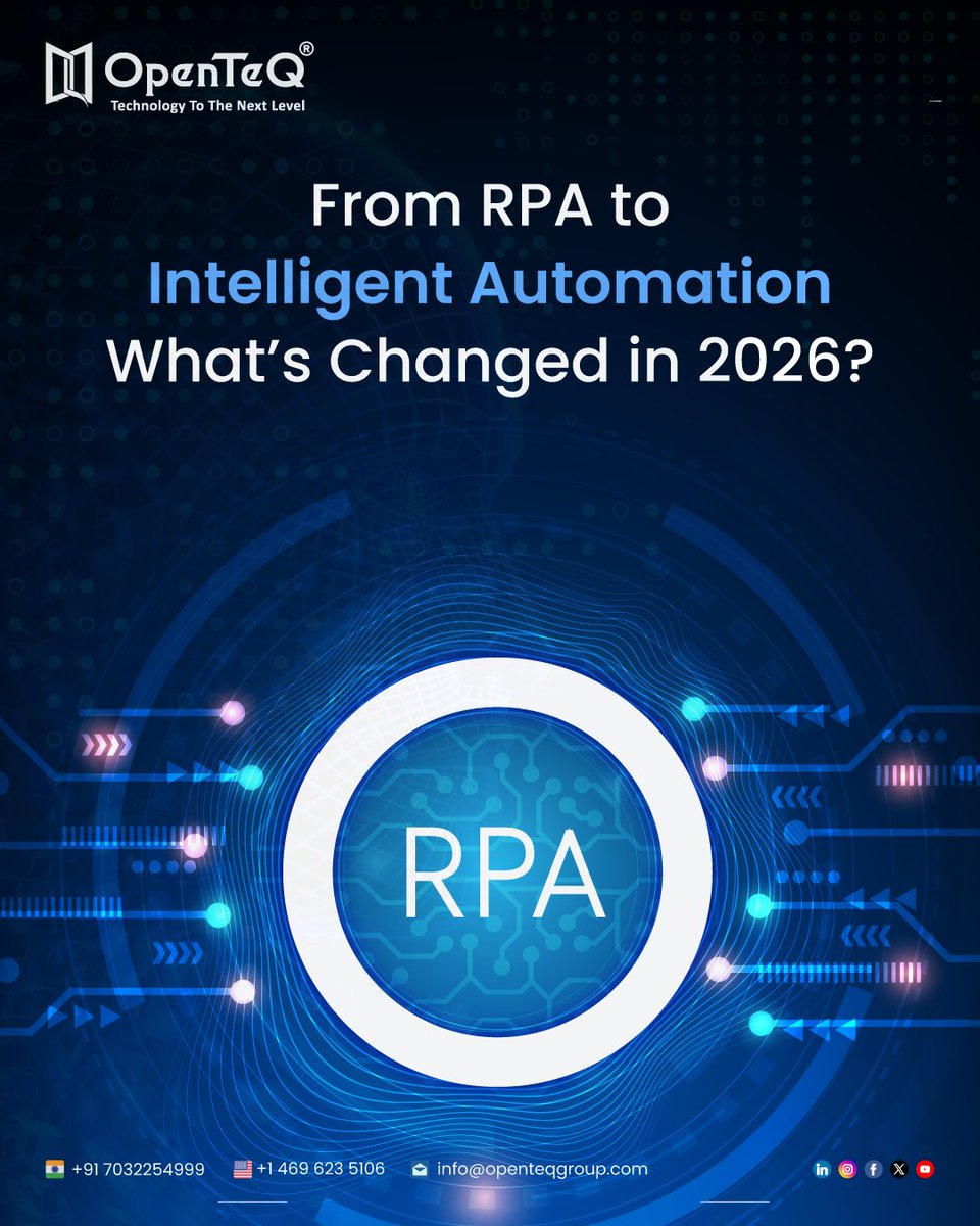 openteq's tweet image. Automation has moved beyond RPA. See how intelligent automation is reshaping business in 2026. 

Read more: openteqgroup.com/blogs/rpa-inte…

#RPA #IntelligentAutomation #AI #OpenTeQ
